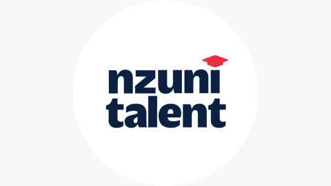 NZUni Talent logo, dark blue writing on white background with a red motarboard icon